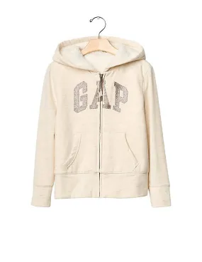 GAP Girls White Cozy Glitter Logo Hoodie