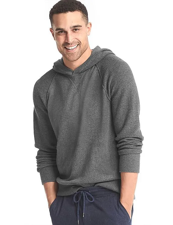 GAP Men Grey Soft Spun Knit Pullover Hoodie