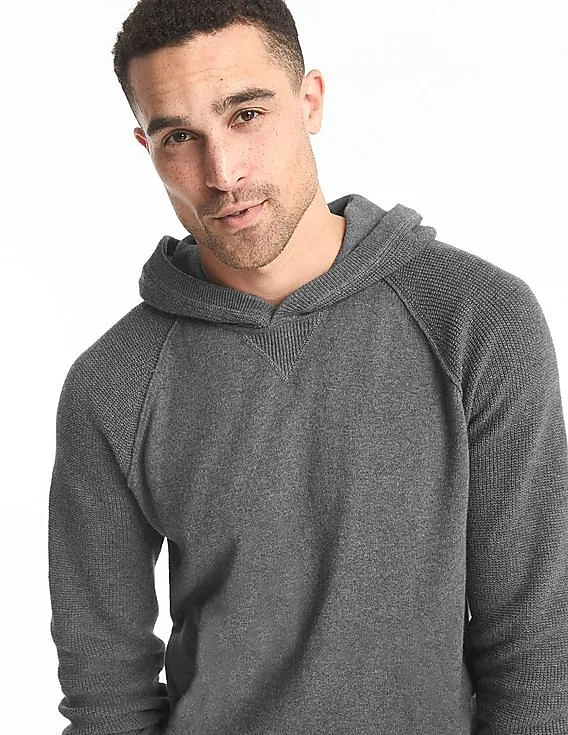 GAP Men Grey Soft Spun Knit Pullover Hoodie