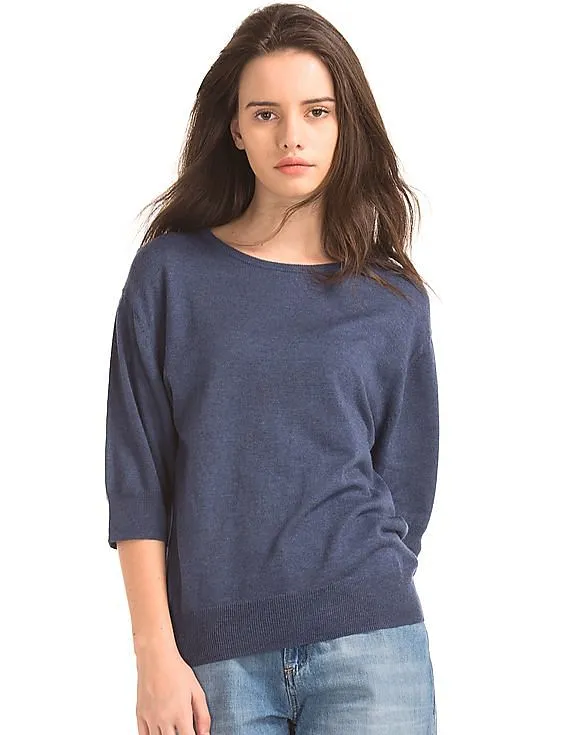 GAP Women Blue Half Sleeve Easy Pullover