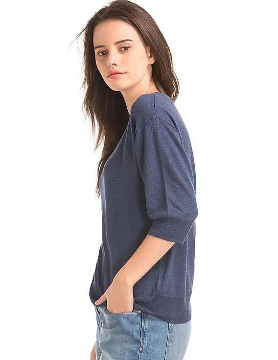 GAP Women Blue Half Sleeve Easy Pullover