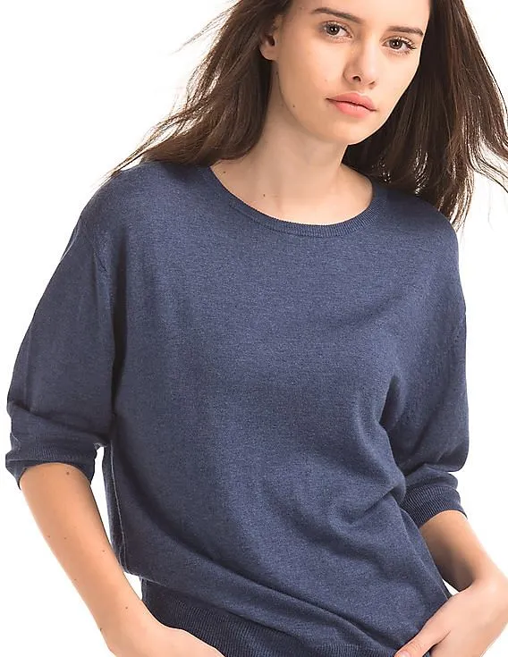 GAP Women Blue Half Sleeve Easy Pullover