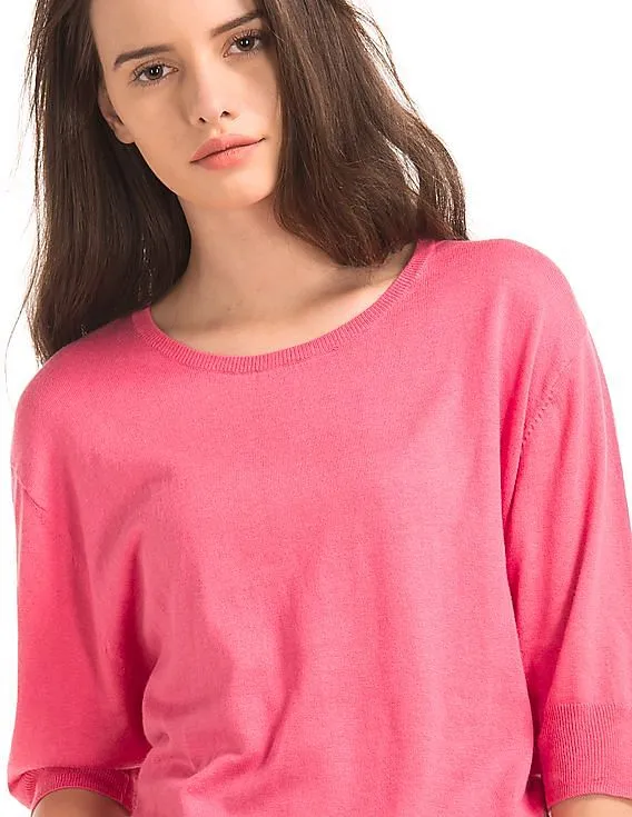 GAP Women Pink Half Sleeve Easy Pullover