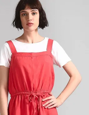 GAP Women Red Shoulder Straps Solid Romper