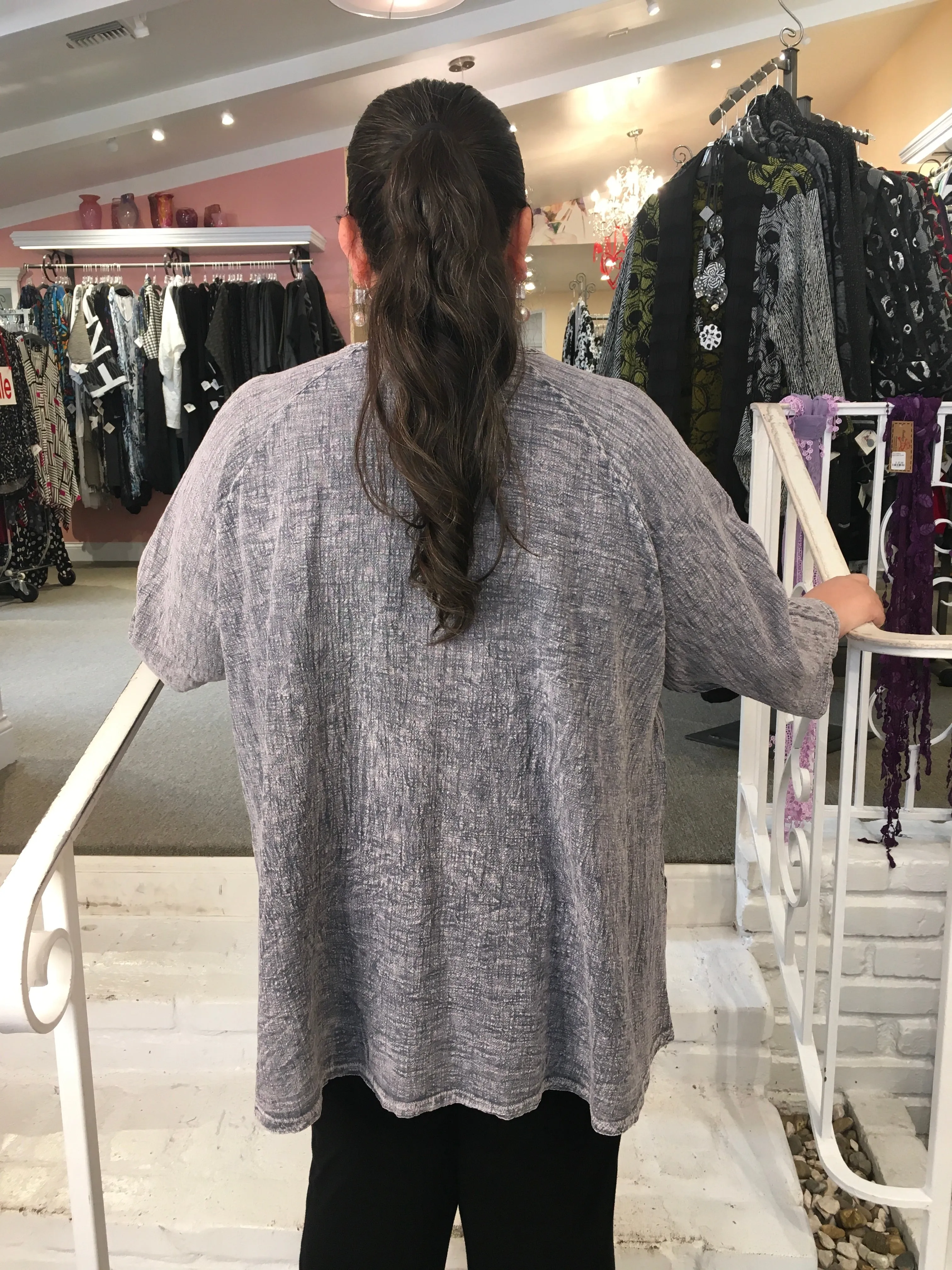 GAUZE POCKET TUNIC - RAIN DOTS