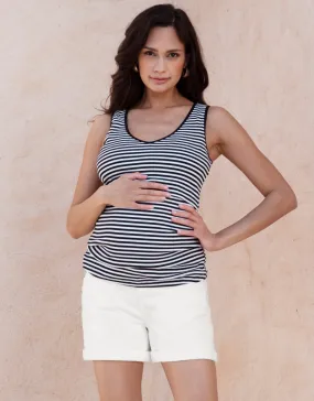 Genesis | V-Neck Stripe Maternity-To-Nursing Vest Top