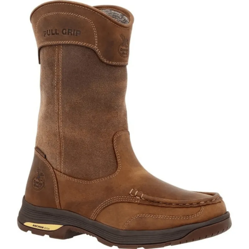 Georgia Boot Men's Athens Superlyte Wellington Brown Waterproof Pull On Work Boot GB00549