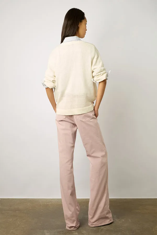 Gerard Darel LEE ECRU V-NECK LINEN SWEATER