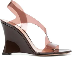 Gianvito Rossi 100mm transparent wedge sandals Brown