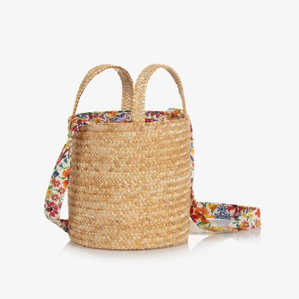 Girls Beige Straw Shoulder Bag (46cm)