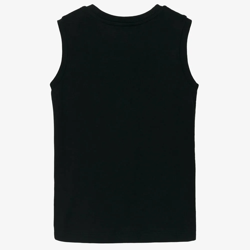 Girls Black Crystal Sleeveless Top