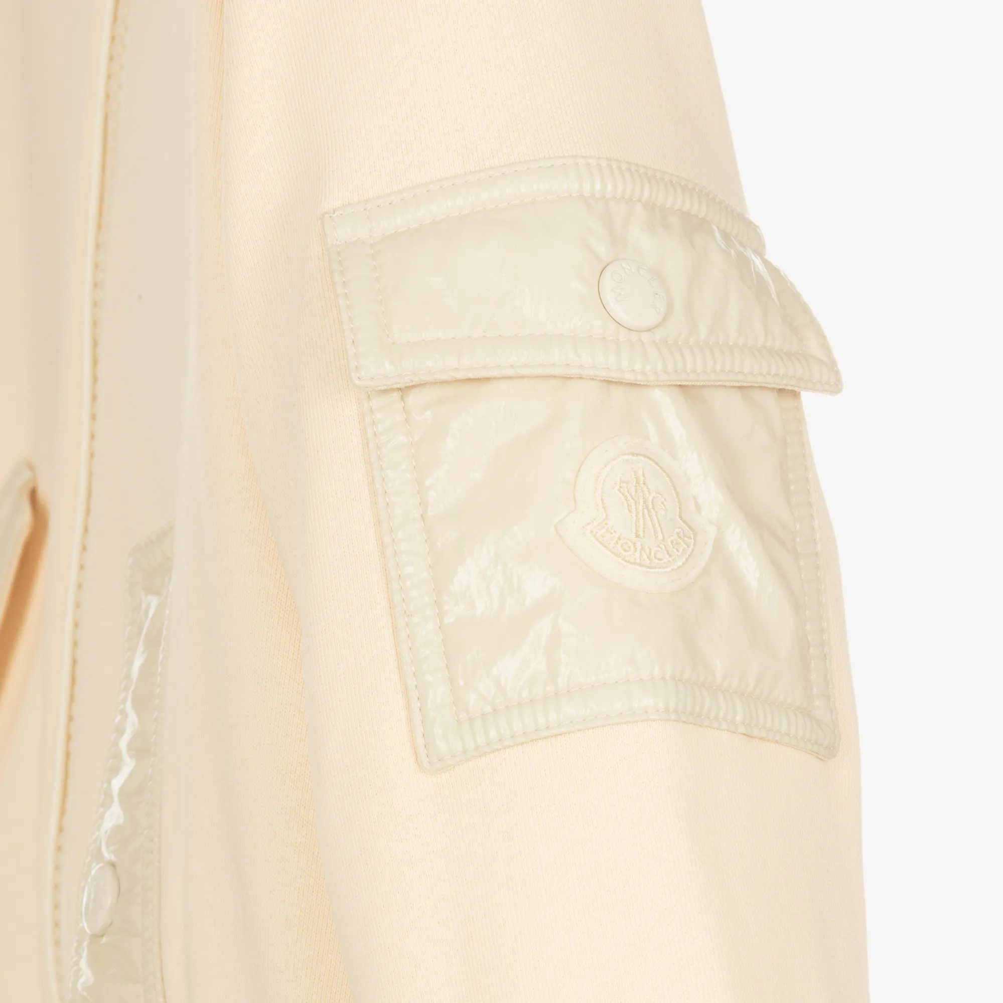 Girls Ivory Cotton Hooded Zip-Up Top