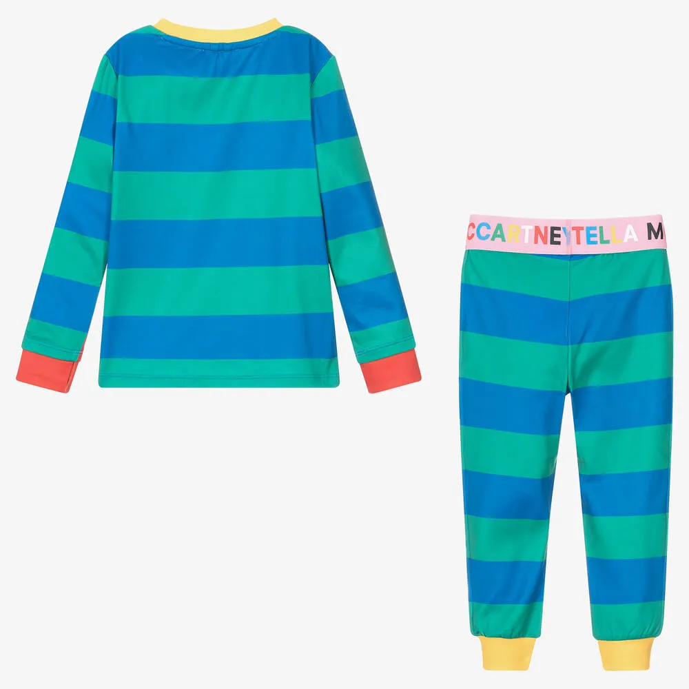 Girls Pink & Red Stripe Thermal Trouser Set