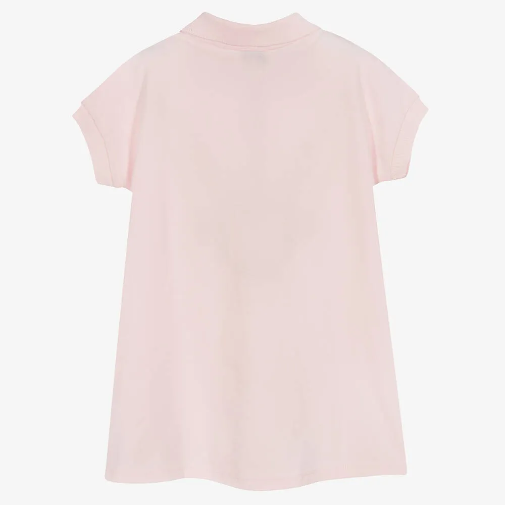 Girls Pink Cotton Piqué Polo Dress