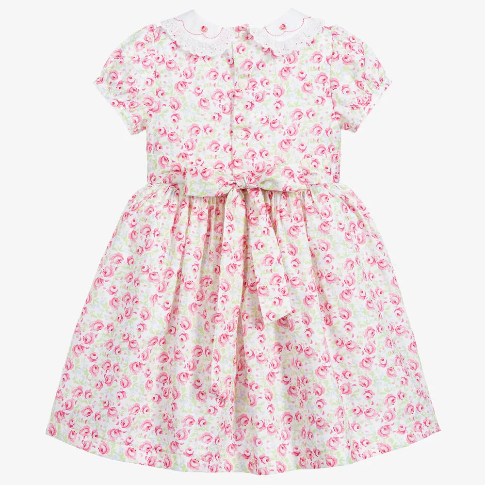 Girls Pink Floral Cotton Dress