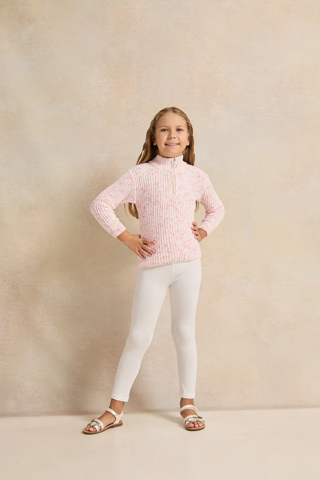 Girls Pink High Neck Pullover
