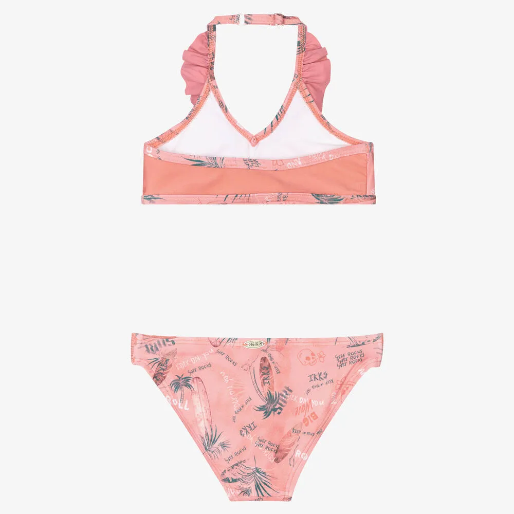 Girls Pink Ruffle Bikini 