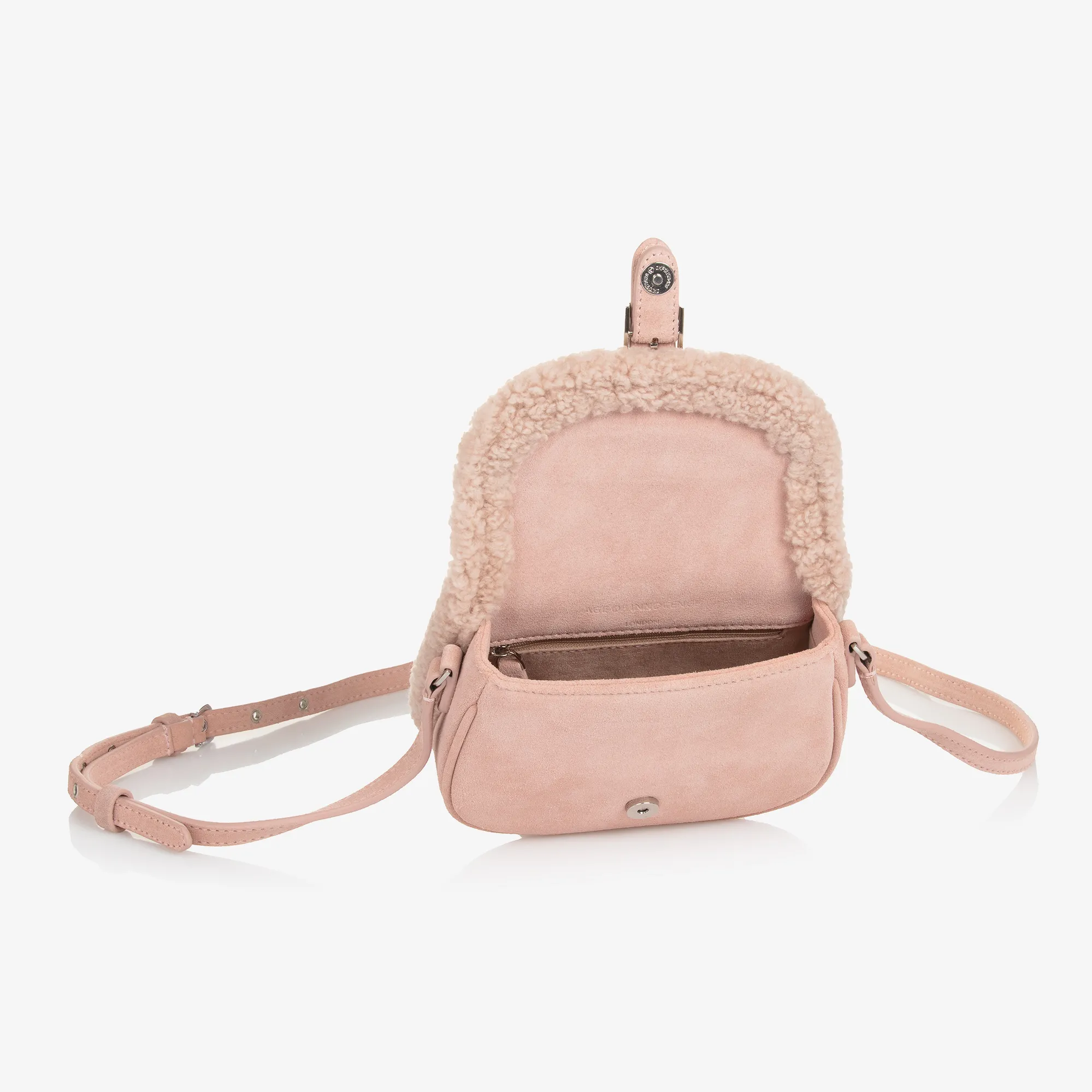 Girls Pink Suede Leather Bag (16cm)