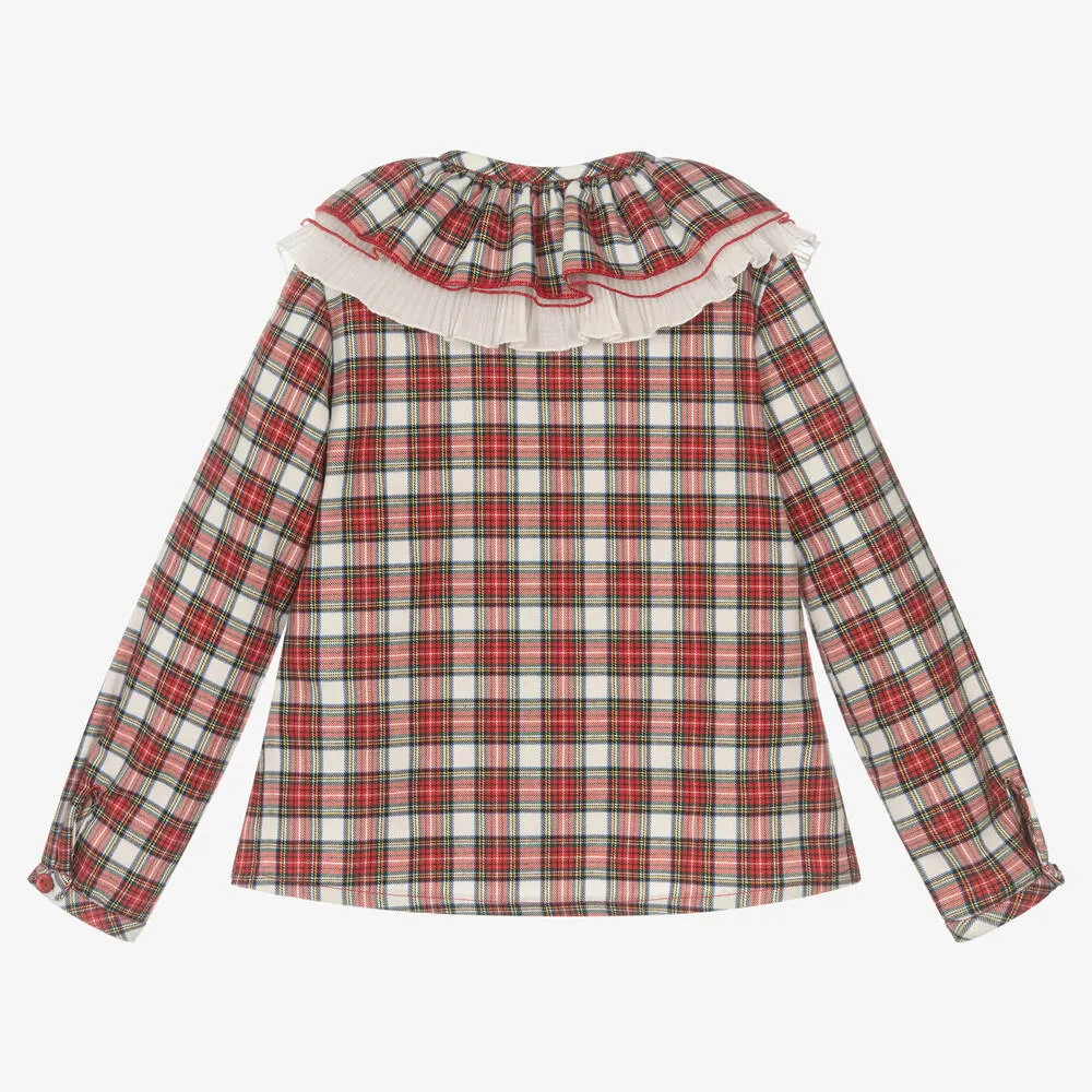 Girls Red Tartan Blouse