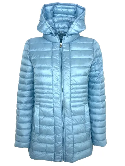 GIUBBOTTO DONNA AZZURRO CON CAPPUCCIO