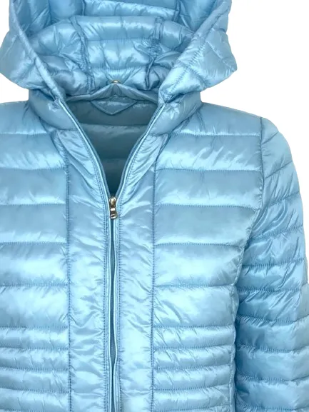 GIUBBOTTO DONNA AZZURRO CON CAPPUCCIO