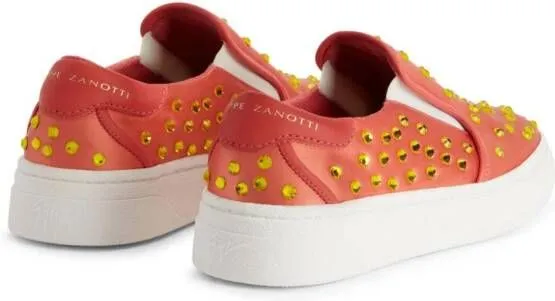 Giuseppe Zanotti GZ94 rhinestone-embellished satin sneakers Orange