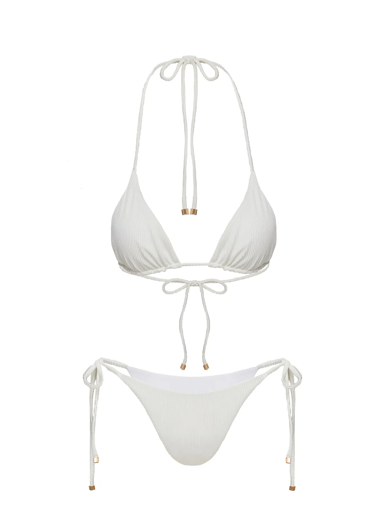 Glora Tie Side Ribbed Bikini Bottom White