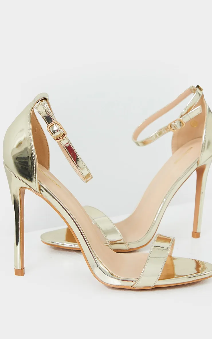 Gold Wide Fit Clover Single Strap Heeled Sandals