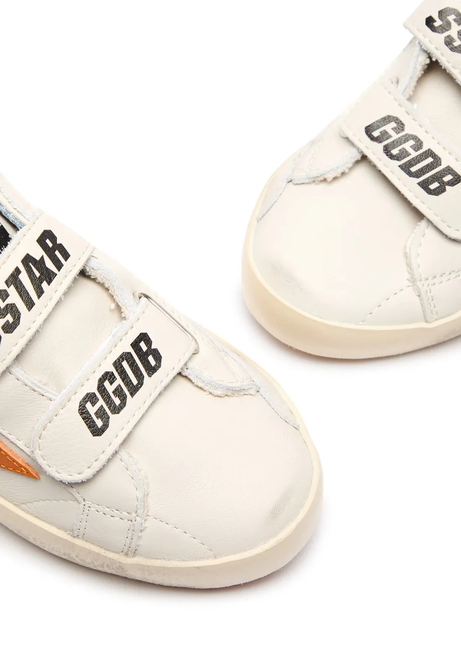 GOLDEN GOOSE KIDS Old School distressed leather sneakers  -                         -                     -                