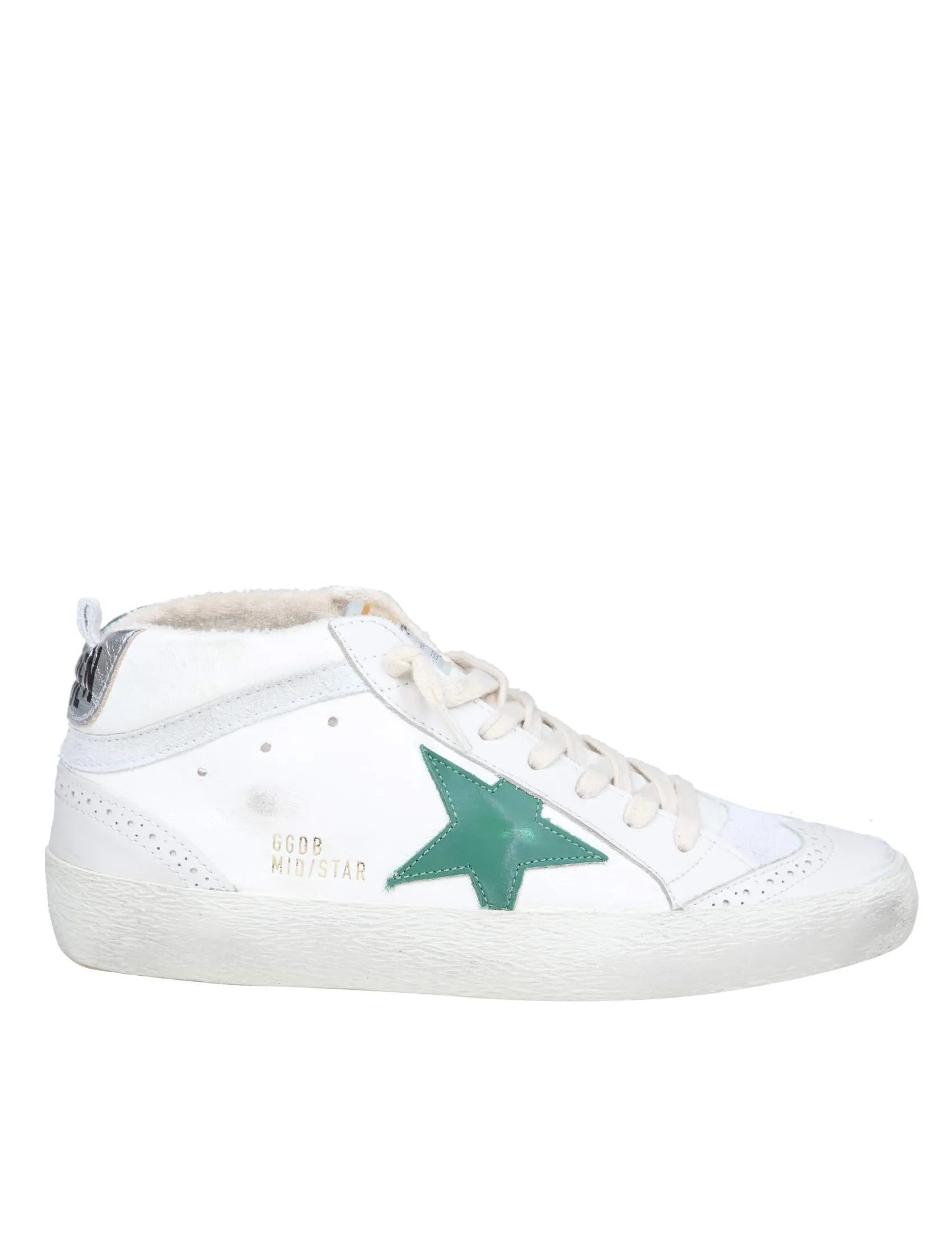 GOLDEN GOOSE MID STAR SNEAKERS IN WHITE LEATHER