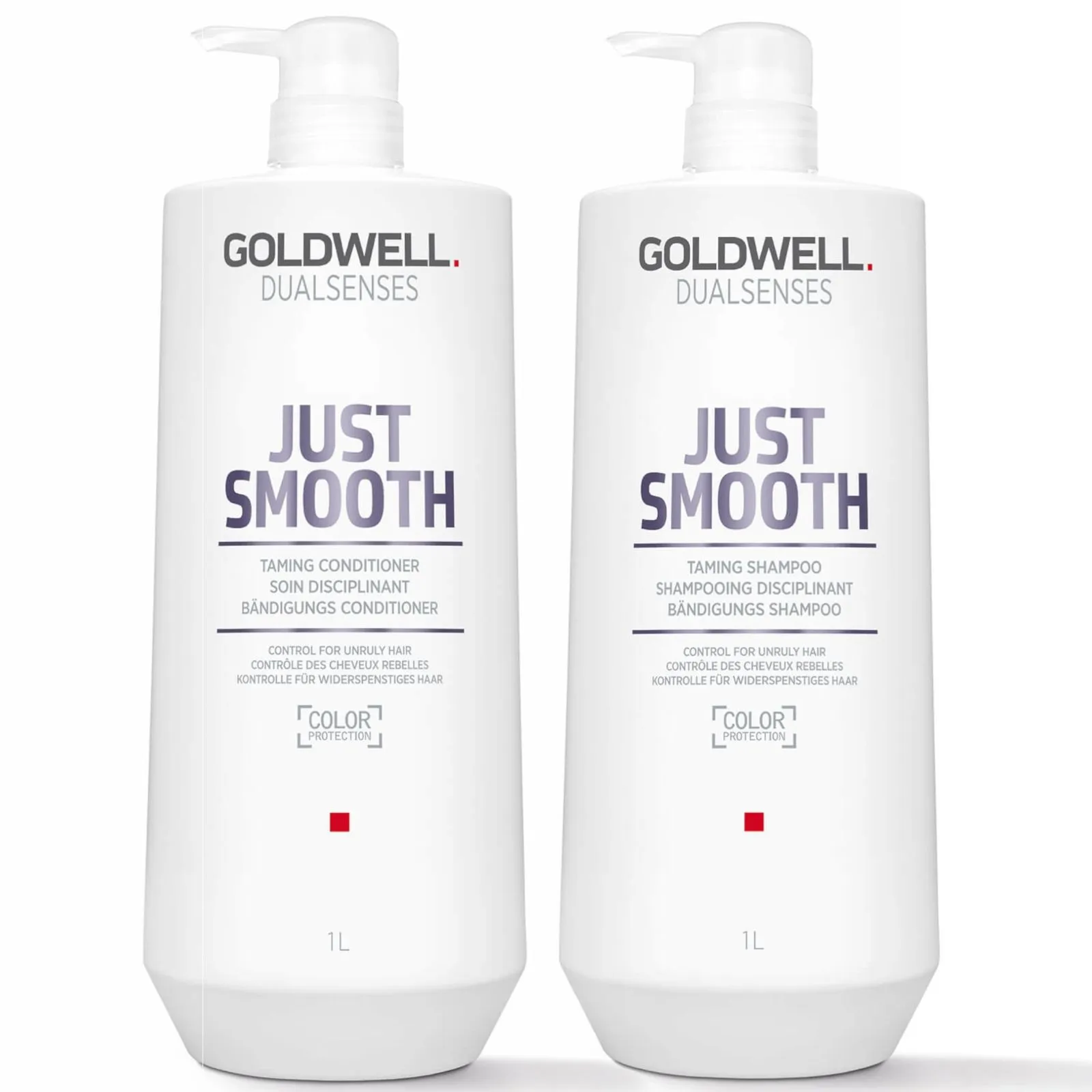 Goldwell Dualsenses Just Smooth Frizz Taming Shampoo And Conditioner, For Smoothing Unruly, Frizzy Hair 1L Duo (Worth £101)