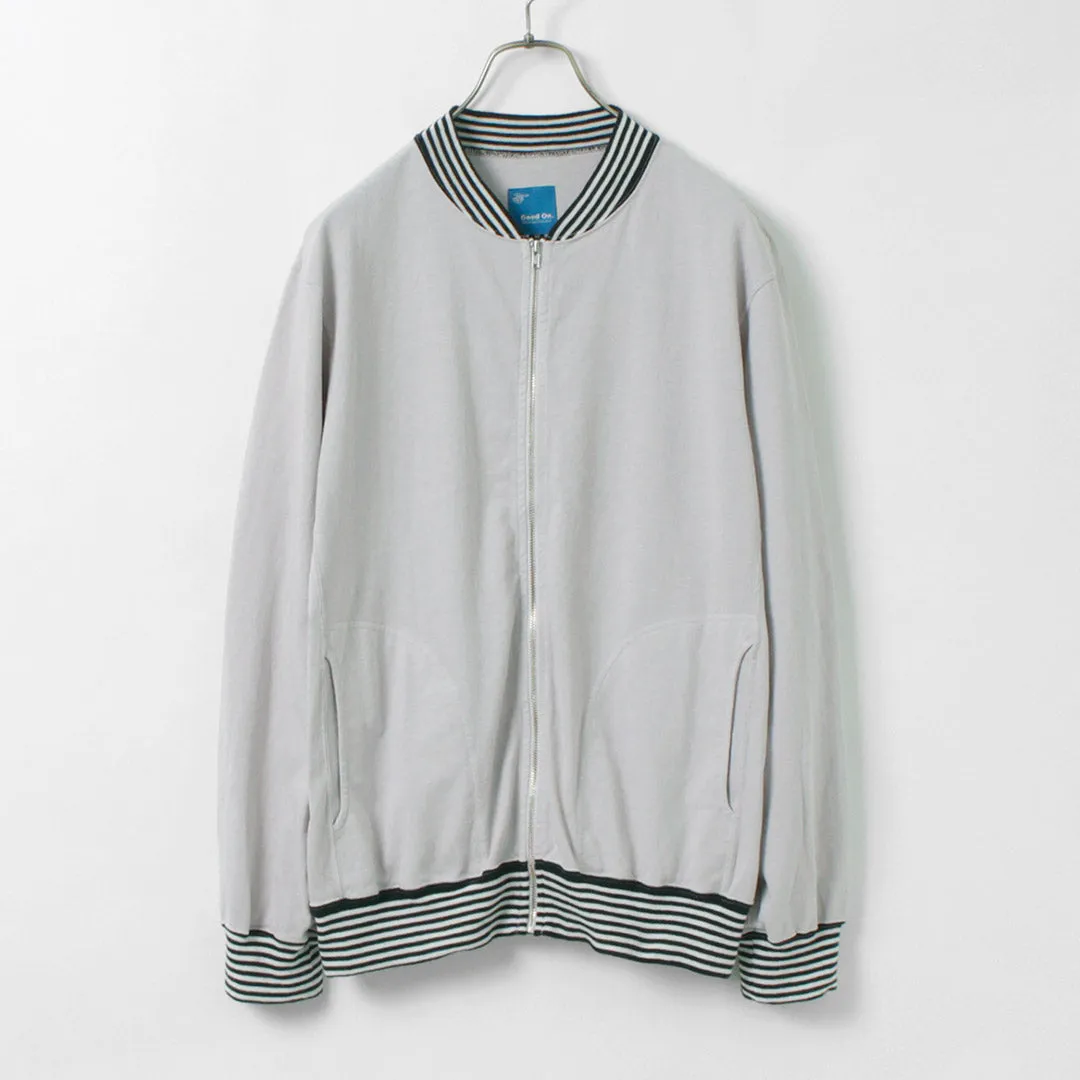 GOOD ON（グッドオン） ストライプリブ TEE トラックジャケット / ライトアウター 綿 コットン 羽織 ブルゾン 日本製 STRIPE RIB TEE TRACK JACKET