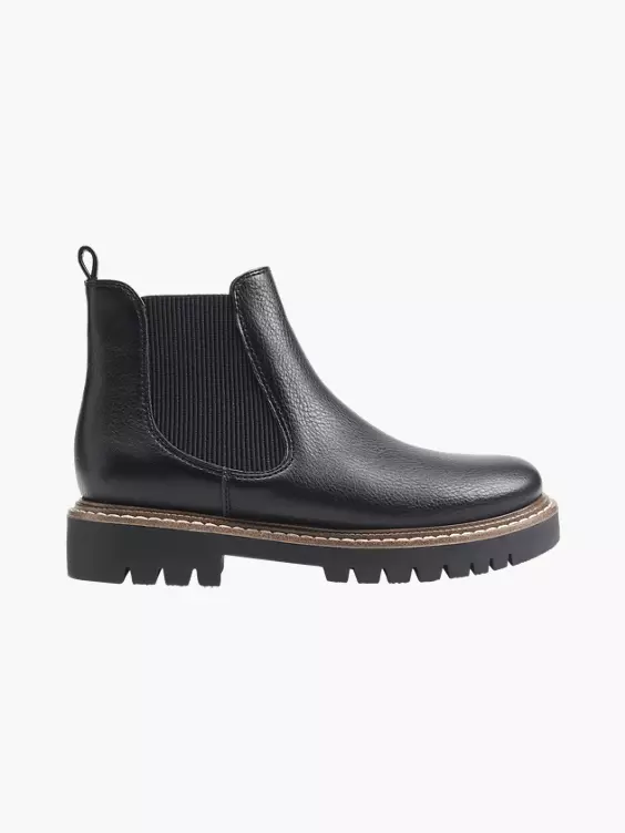 Graceland  Black Chelsea Boot With Brown Sole Detail