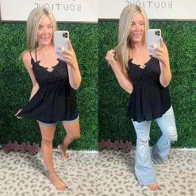 Gracie Lace Tank in Black