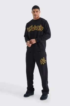 Graffiti Print Sweatshirt Tracksuit