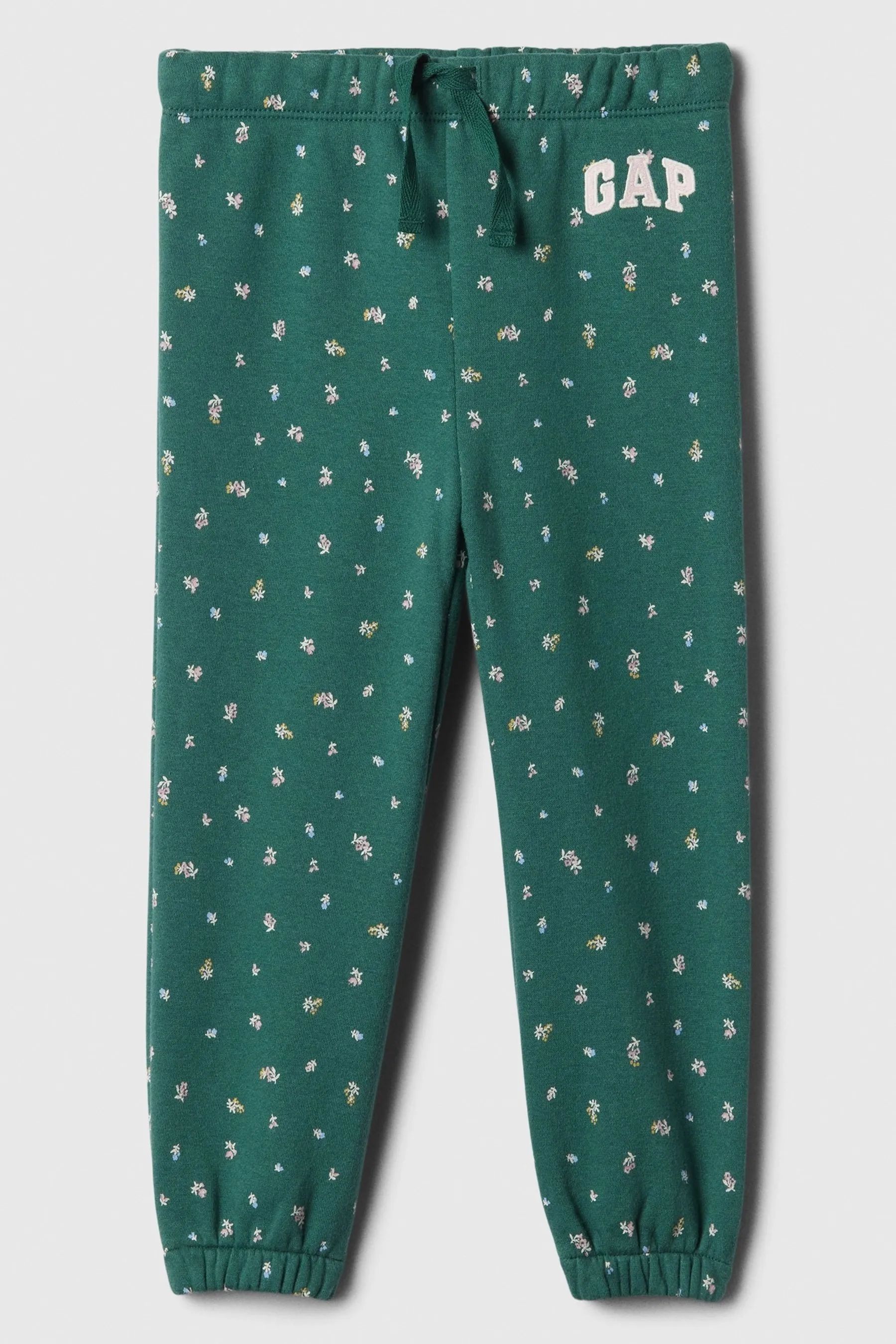 Green Floral Print Logo Pull On Joggers (6mths-5yrs)