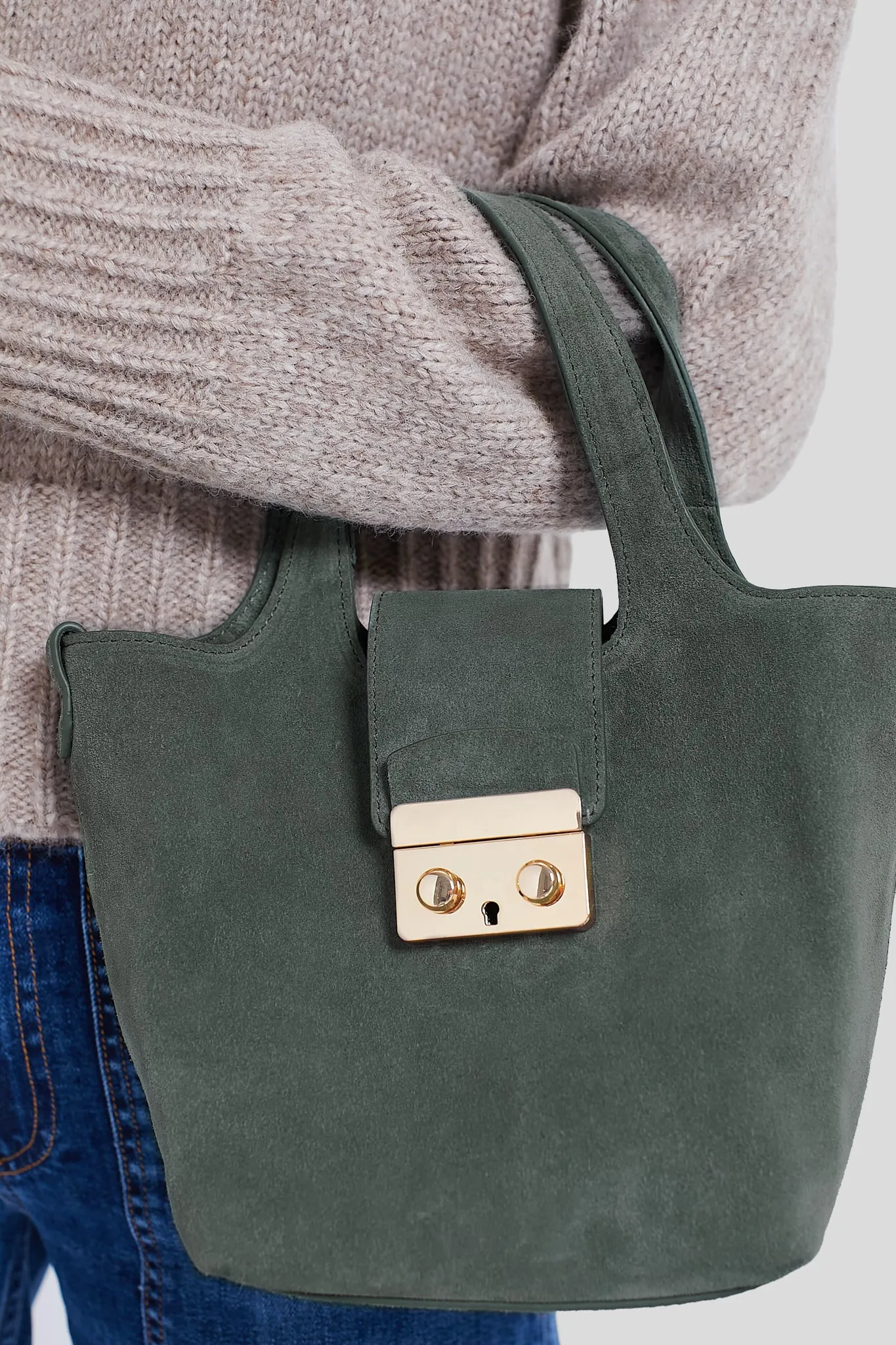 Green Suede Mini Market Tote