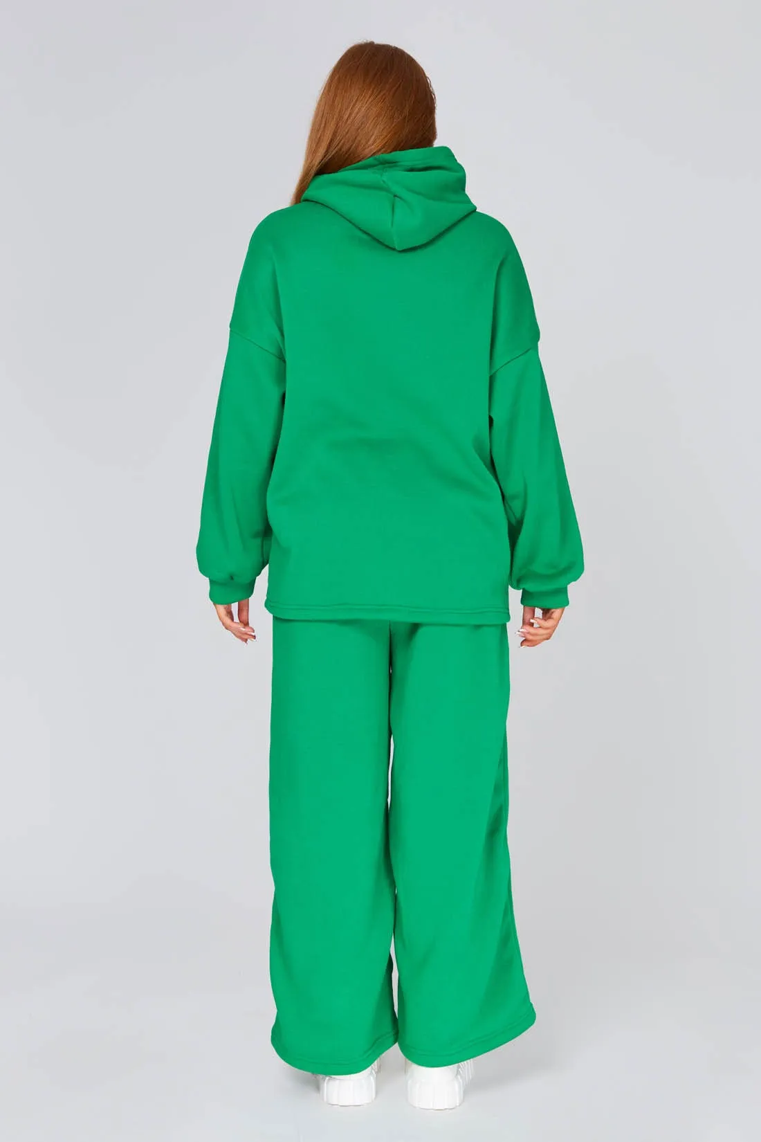 Green Oversized Hoodie And Wide Leg Joggers Set