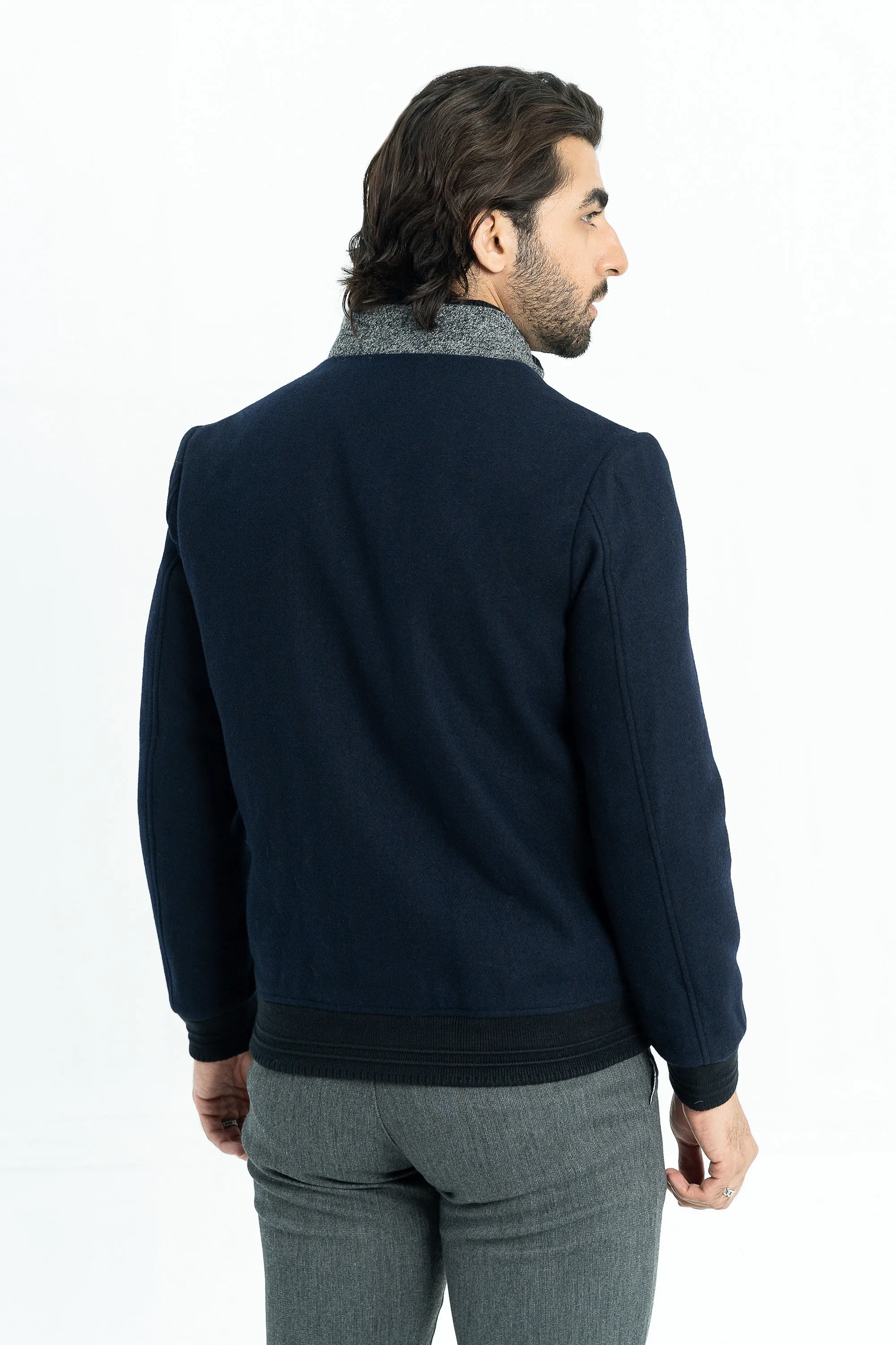 Grey with Blue Sleeves Jacket