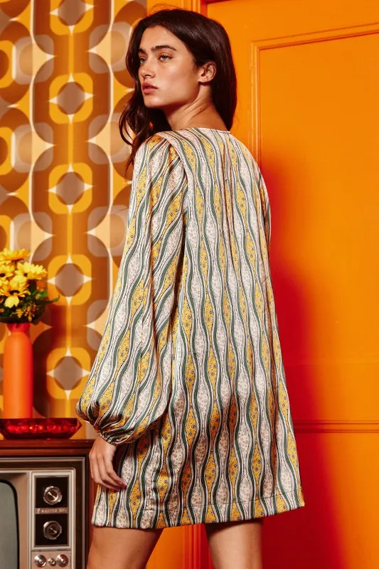 Groovy Situation Lantern Sleeve Tunic Dress