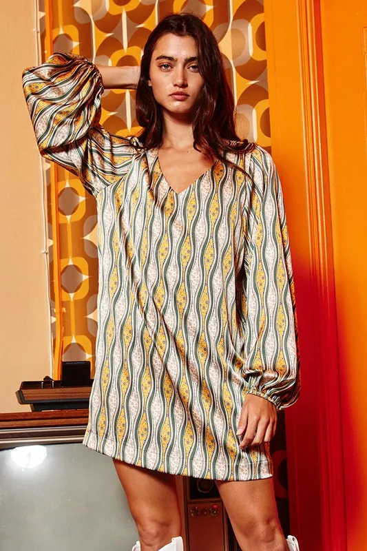 Groovy Situation Lantern Sleeve Tunic Dress