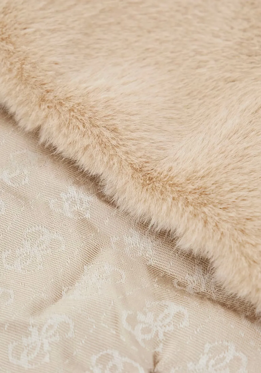 Guess Faux Fur Logo Scarf, Beige