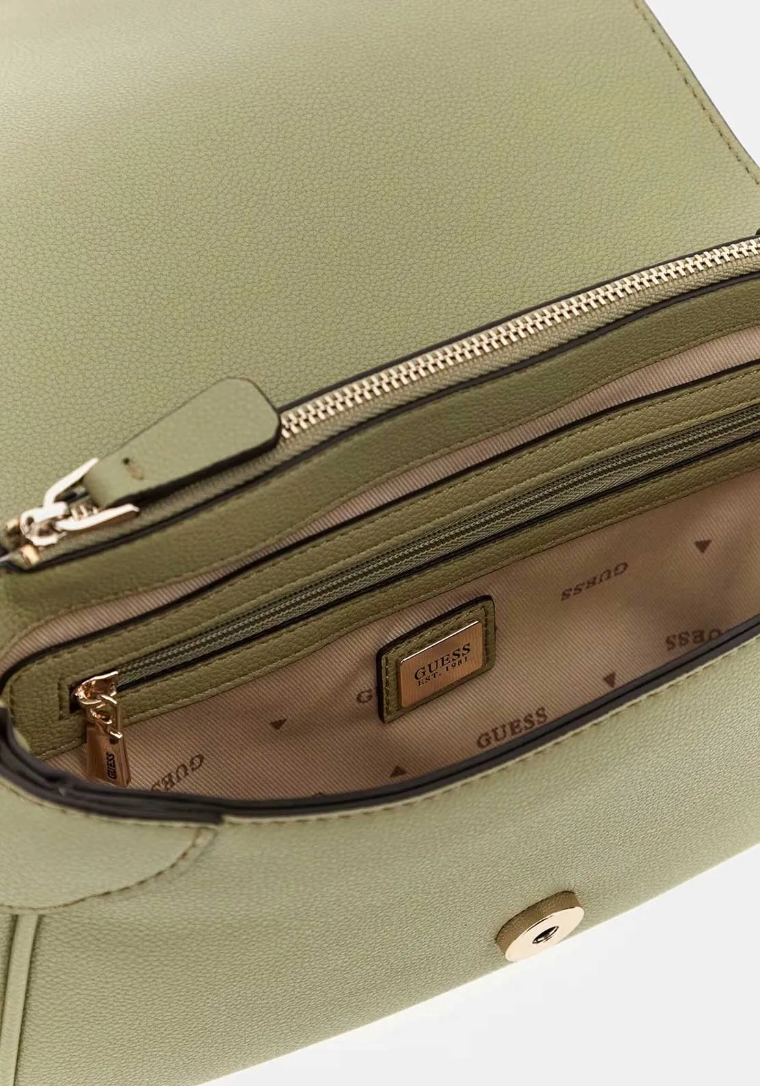 Guess Fedora Chain Detail Crossbody Bag, Sage Green