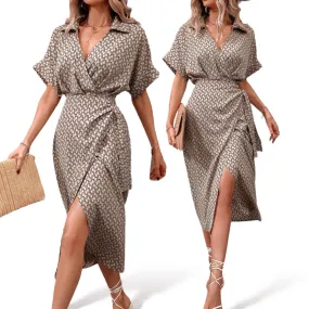 GYPSY Geo Print Side Wrap Long Dress