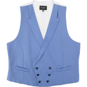 Hackett London Mens Linen Double Breasted Waistcoat in Blue