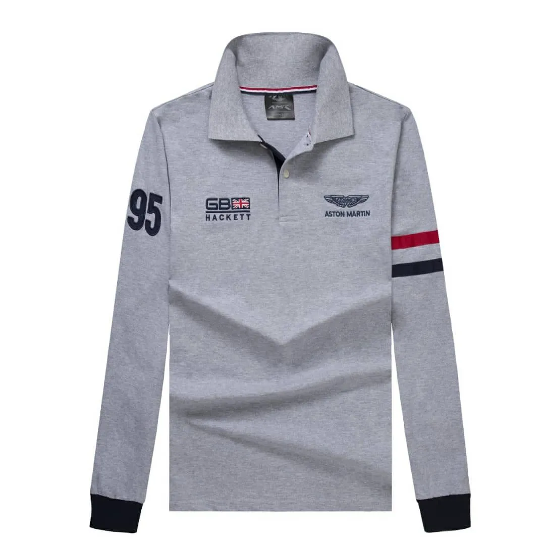 Hackett Men Grey Long Sleeve Polo