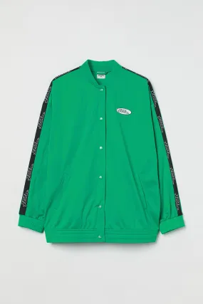 H&M+ Oversized track jacket - Round neck - Long sleeve - Green/No Fear - Ladies | H&M GB