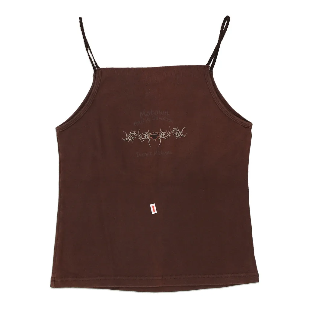 Harley Davidson Spellout Vest - Large Brown Cotton