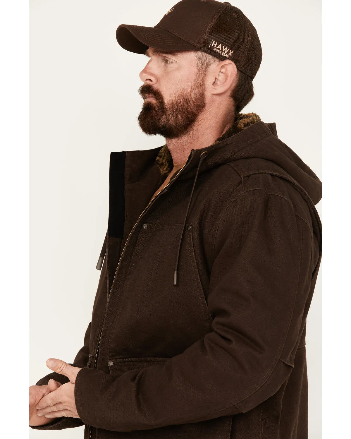 Hawx Men's Weathered Sherpa Lined Hooded Work Jacket