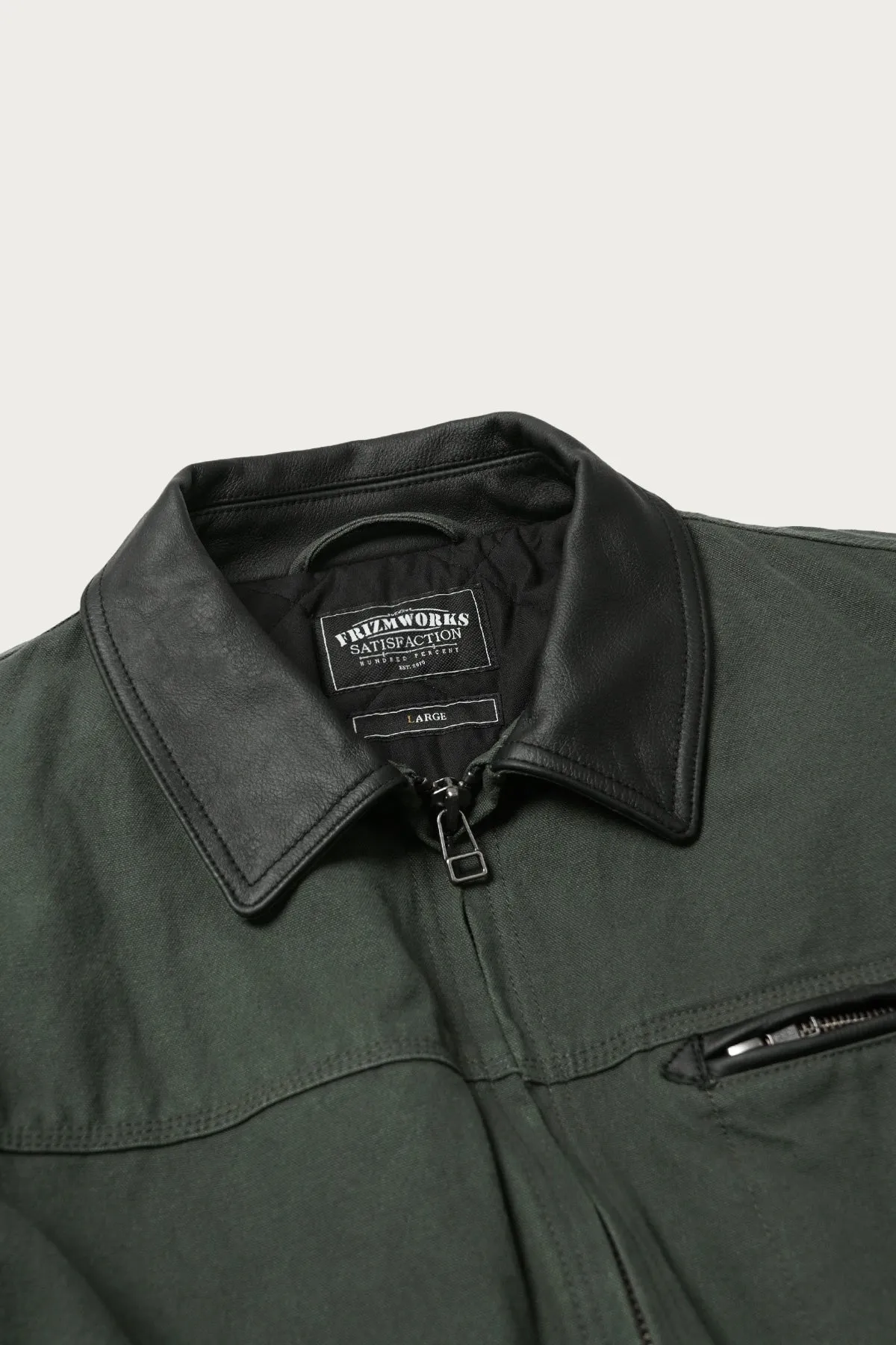 Heavy Canvas Destroyed Work Jacket - Olive